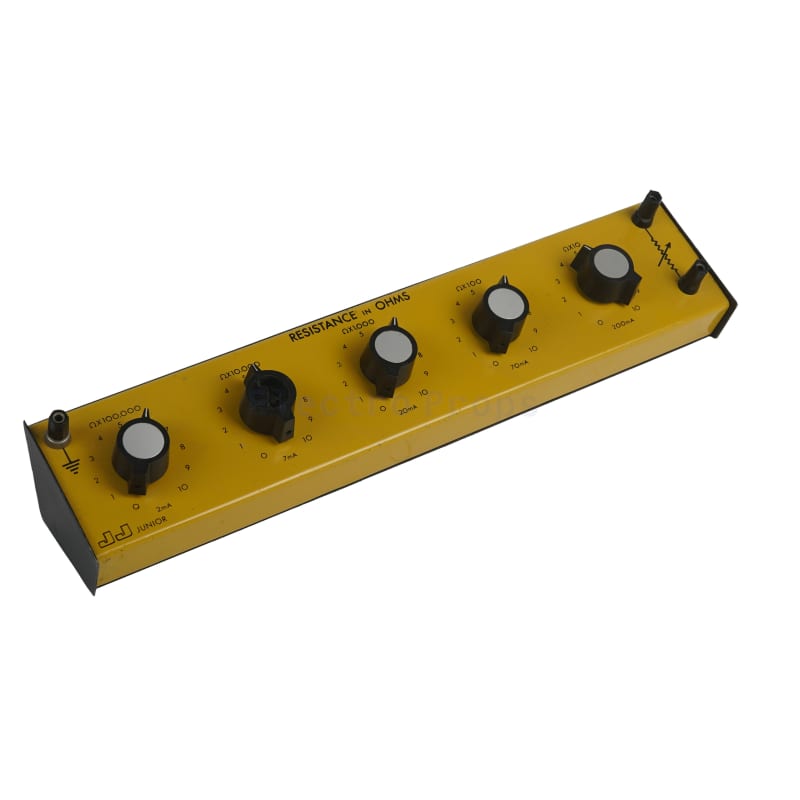 Yellow JJ 5 knob laboratory resistance box 005