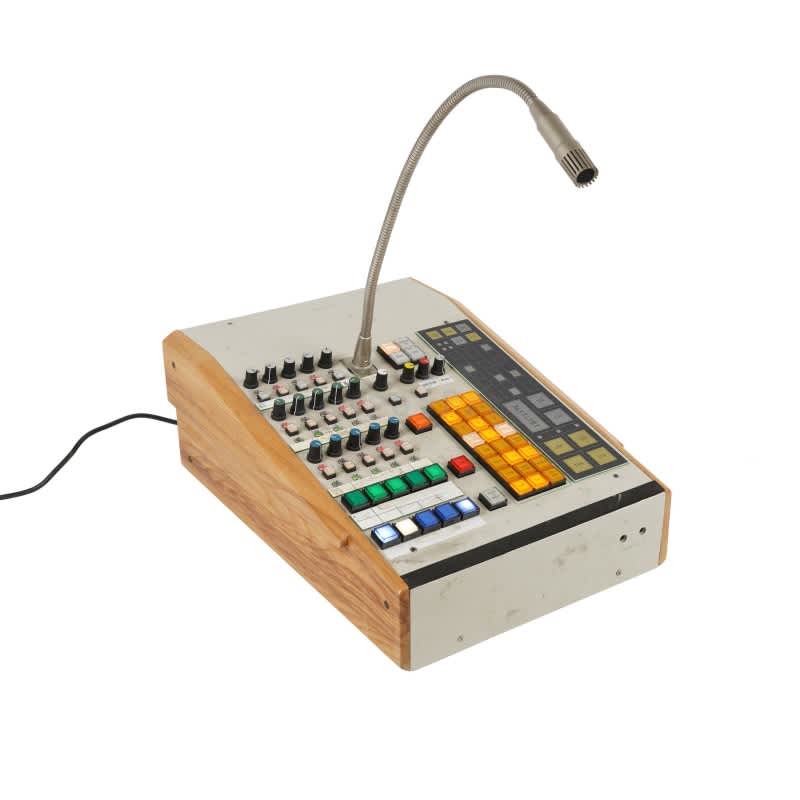 Practical wooden Studio Control Console With Goose Neck Microphone