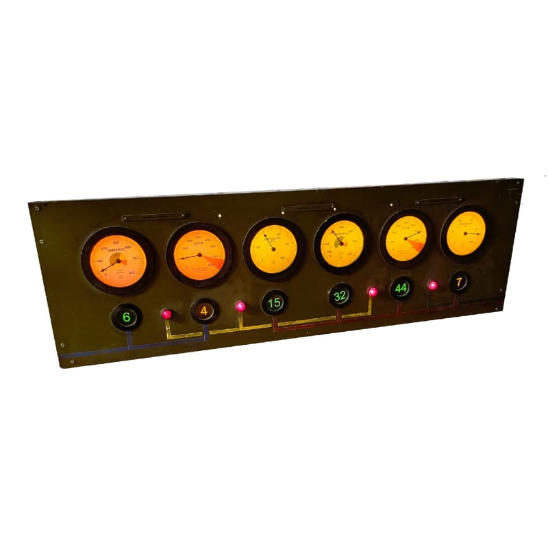 Practical Industrial Power Station Control Panel With Lights, Gauges and Meters