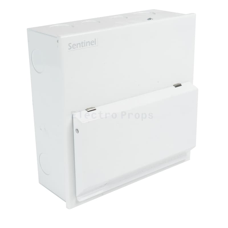 Modern white steel domestic electrical consumer unit (fusebox)