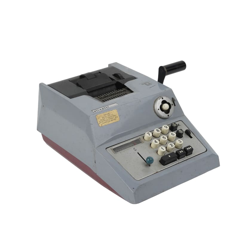 Period Olivetti hand cranked mechanical calculator