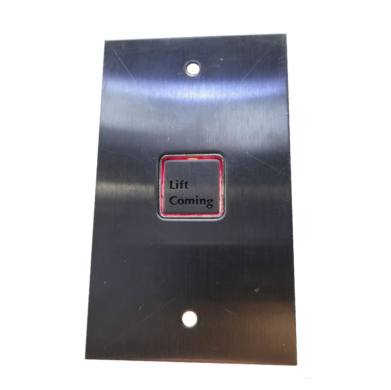 Practical brushed stainless steel lift call button with red illuminated surround