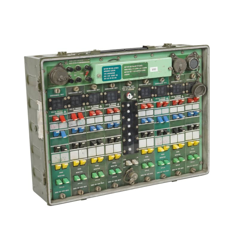 Khaki Military field telephone exchange/switchboard with coloured tab switches