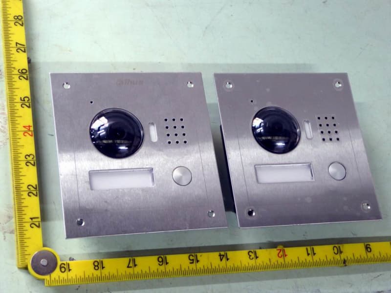 Modern brushed stainless steel video door entry call panels