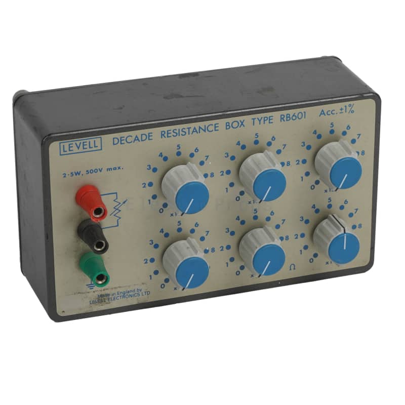 6 knob laboratory resistance box 001 with coloured knobs & terminals