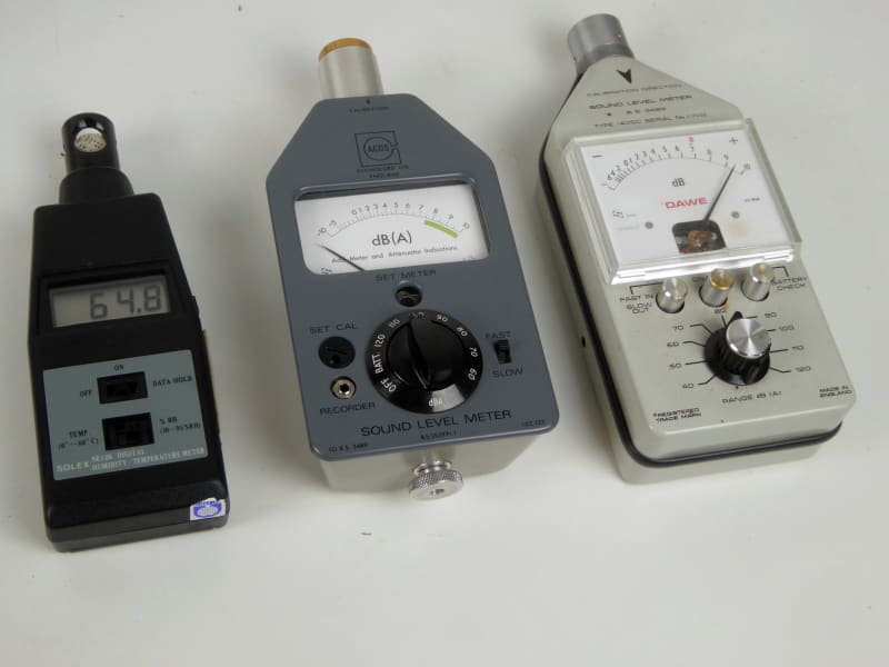 Assorted practical environmental detectors, noise - decibels, relative humidity, temperature