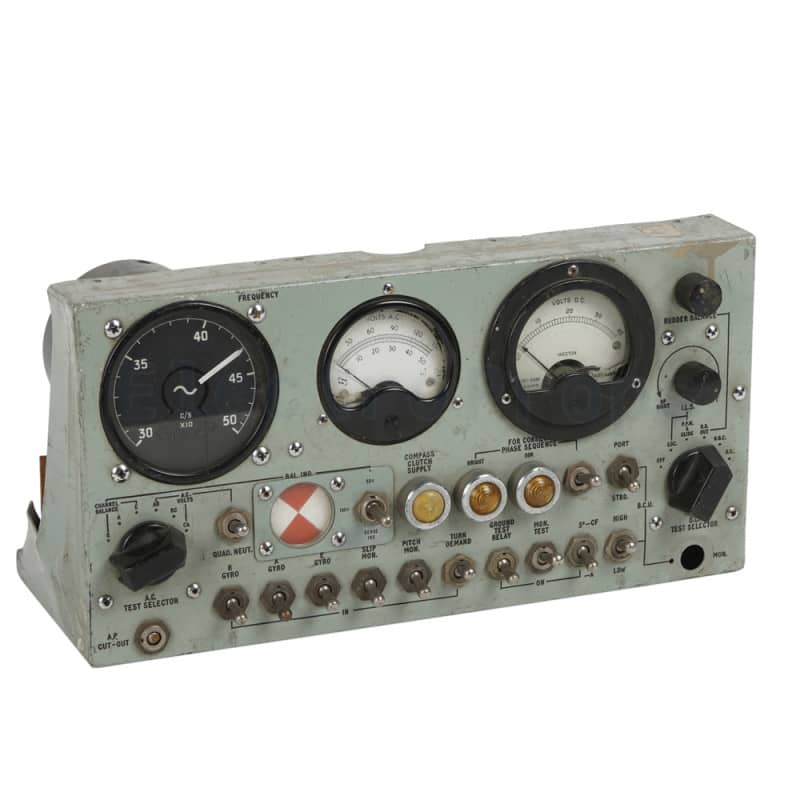 Non-practical  navy control panel with 3 analogue meters, lamps, switches