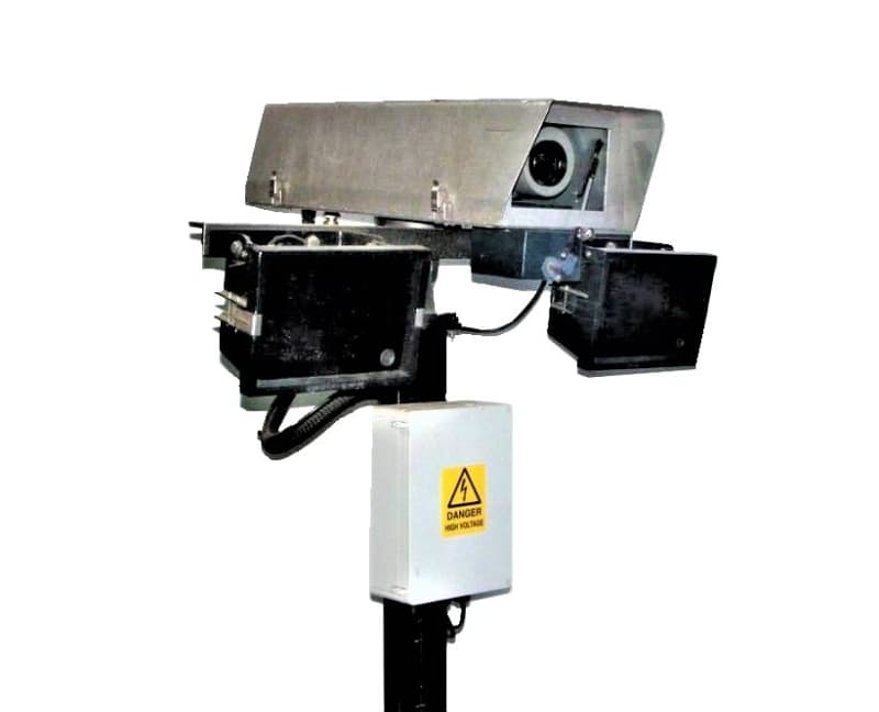 External roof mount CCTV camera with twin infra-red flood lights