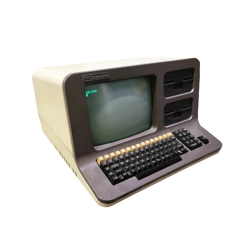 Practical Northstar Advantage desktop Computer from 1982 with green screen, twin floppies & keyboard