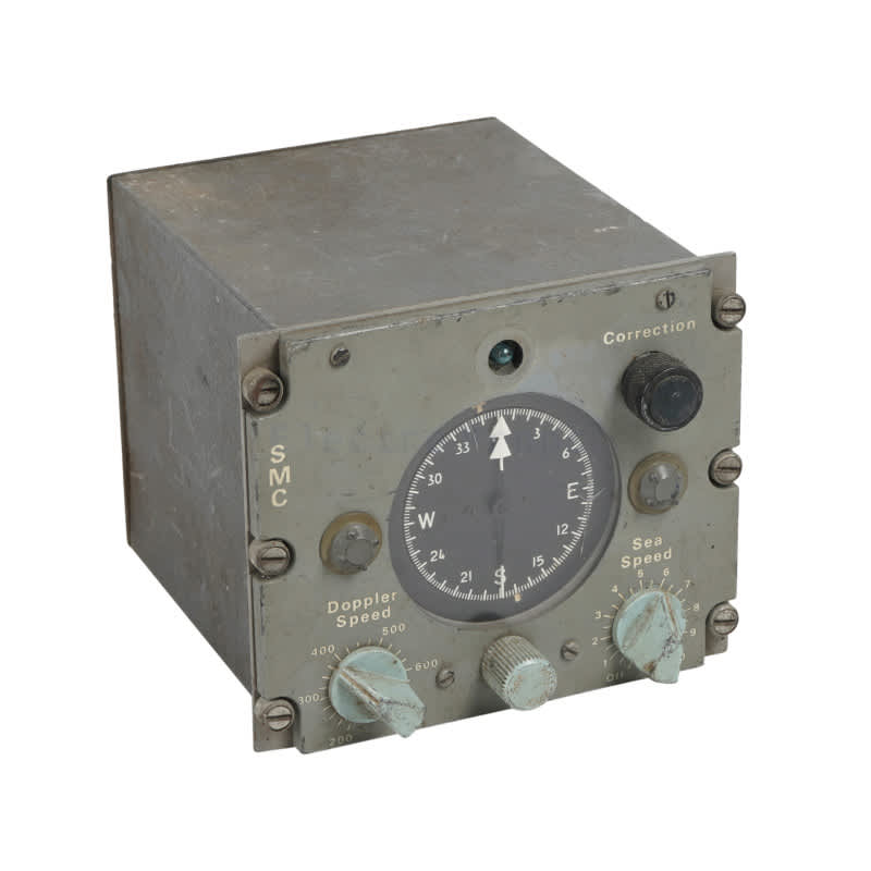 Ruggedized naval navigation panel with compass and speed dials