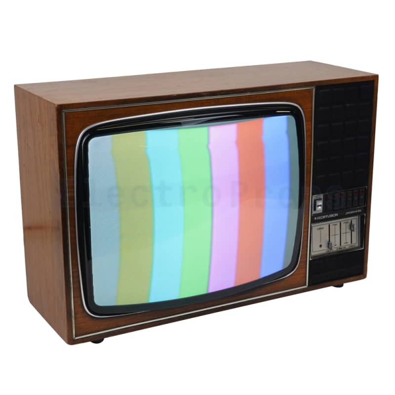 Practical colour CRT TV in wooden cabinet