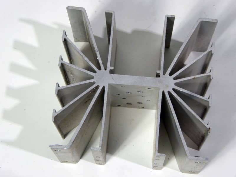 Silver aluminium heat sink / cooler with radiating fins