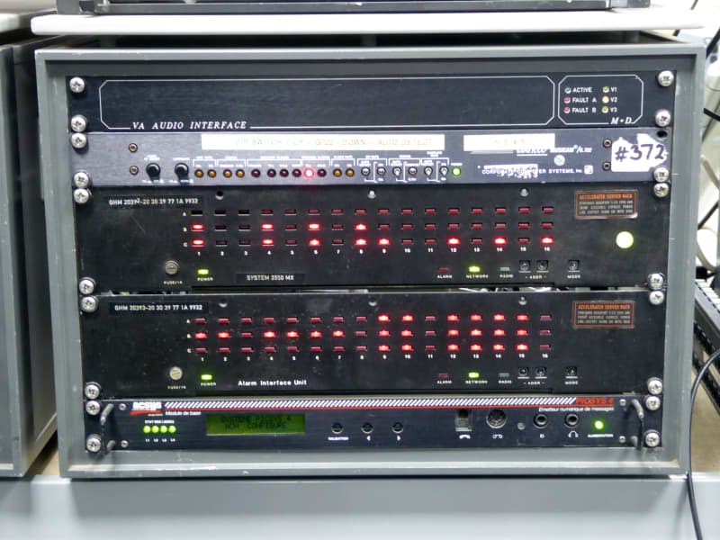 Desktop cabinet with audio panels & multiple red LEDs