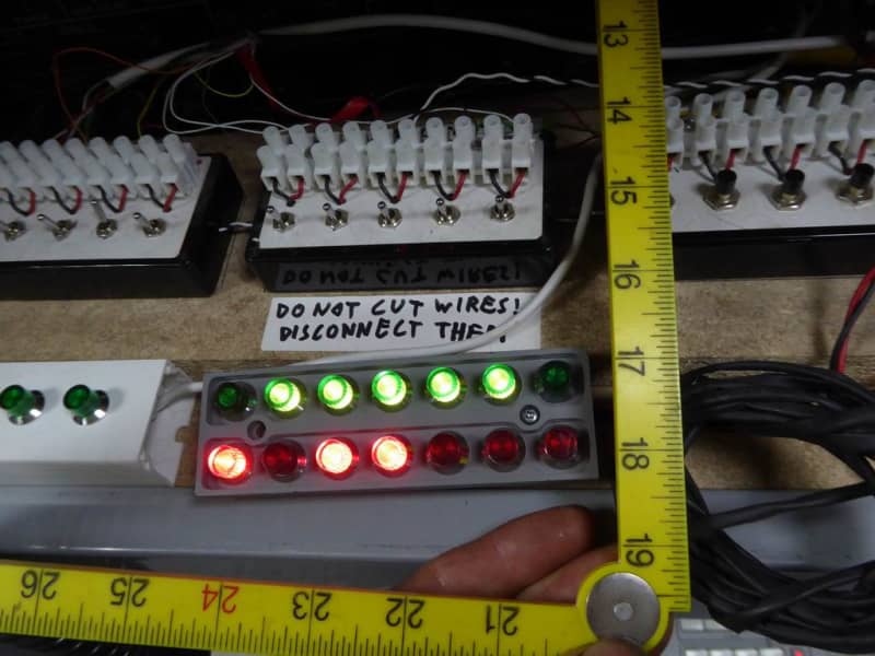 Strip of Red Green Lamps on Silver Panel with controller