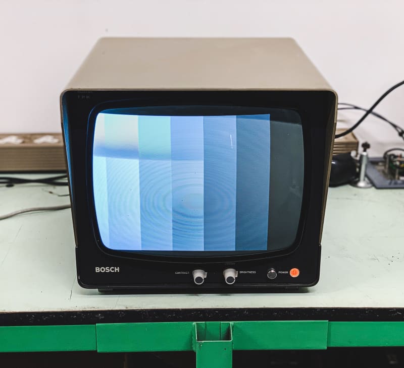 Practical monochrome hooded CRT monitor (Bosch) | Electro Props Hire