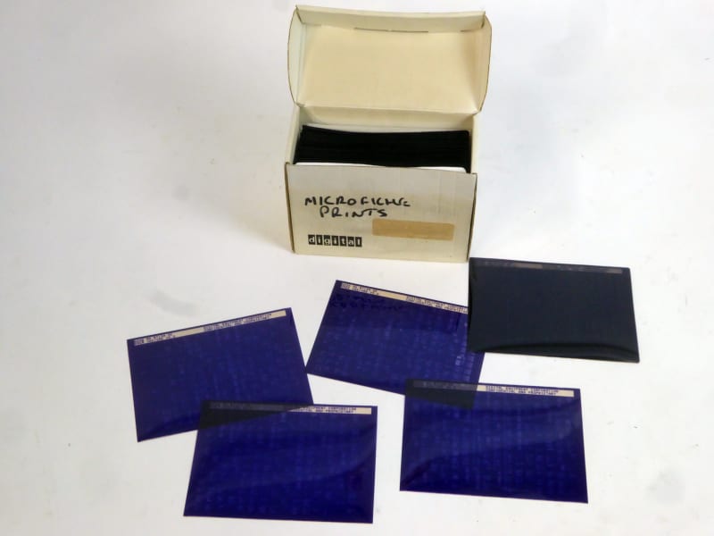 Box of assorted microfiche slides