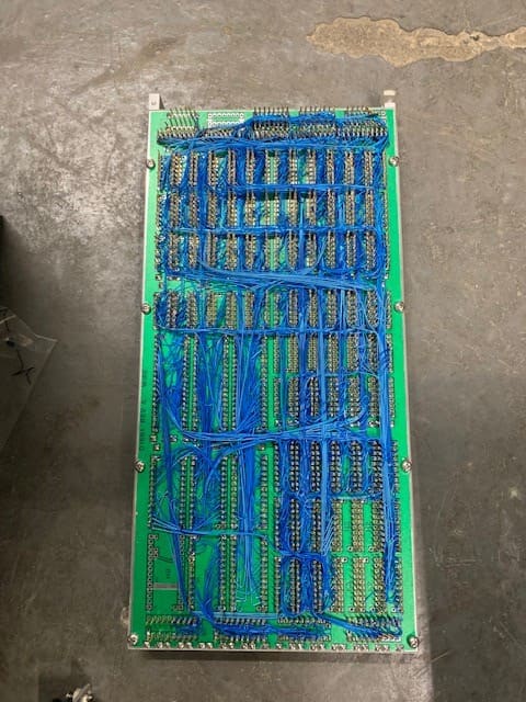 Blue wire wrapped printed circuit board