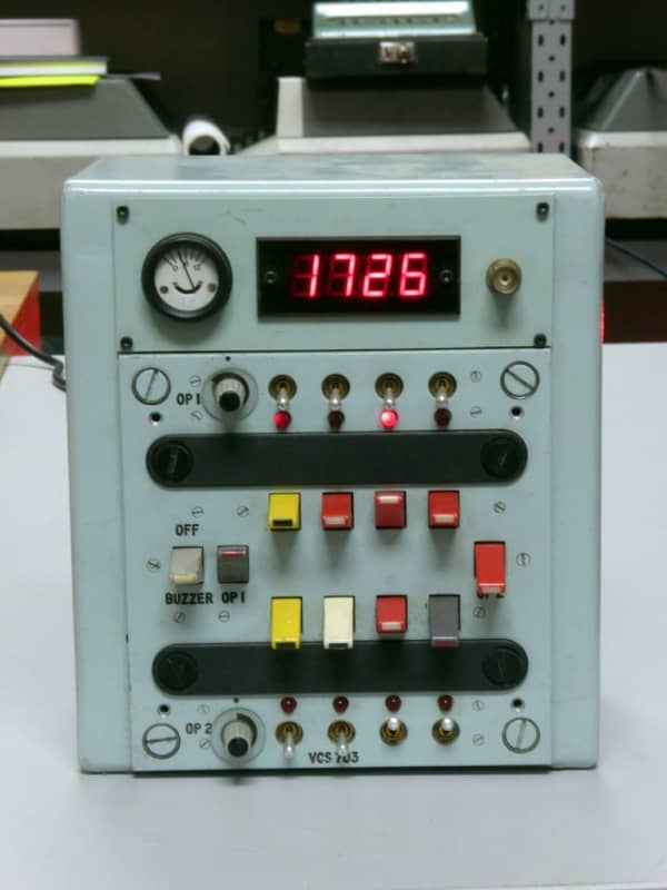 Practical admiralty blue military unit with counter, tab switches, meter & winking LEDs