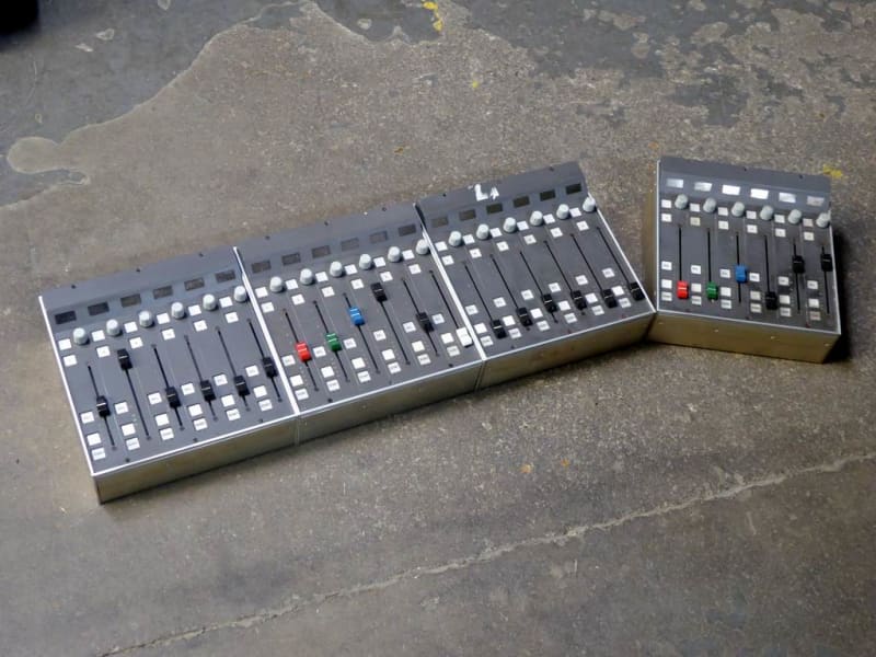 Audio mixer modules with linear faders & square buttons