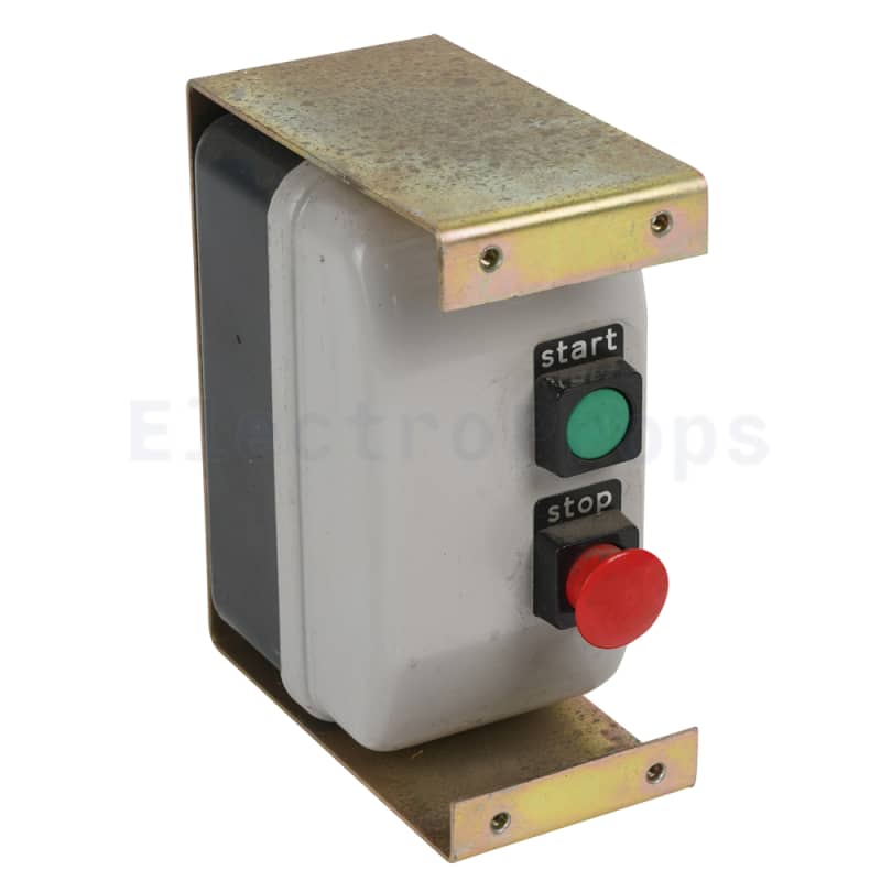 Industrial motor start box with red stop & green start buttons