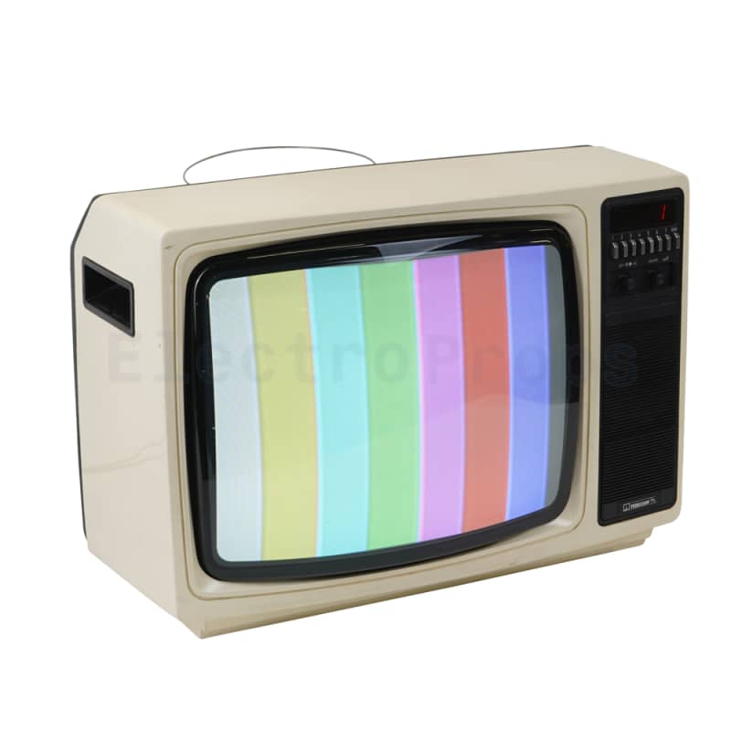 Practical colour CRT TV in white plastic case