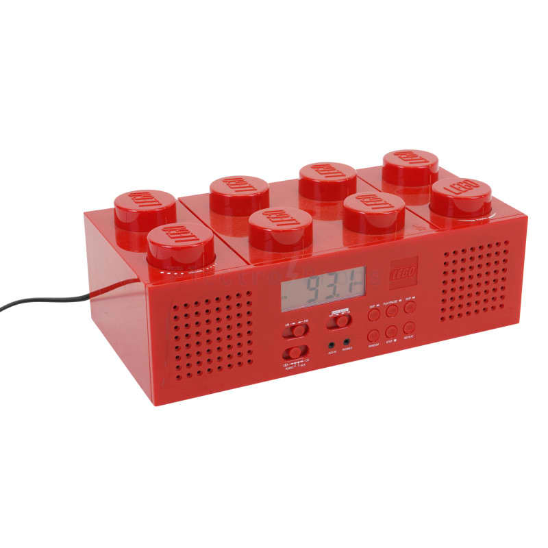 Practical bright red Lego brick themed radio/CD player/boom box with in-built speakers