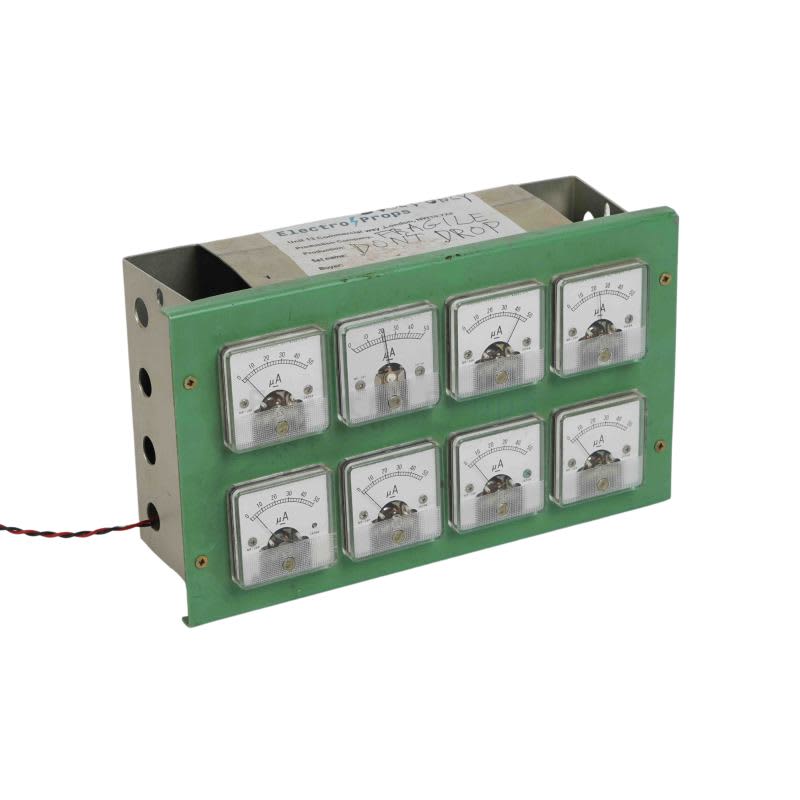 Green Panel With 8 Small Practical Controllable Twitching Needle Analogue Meters 