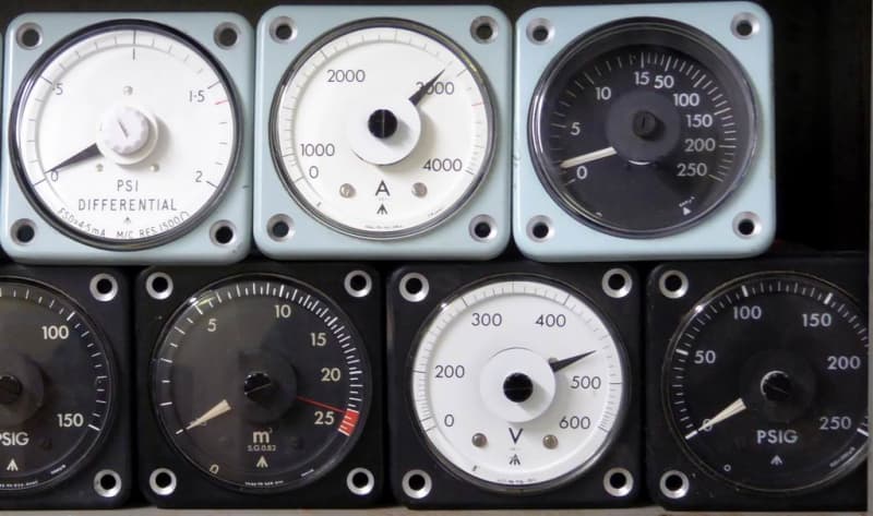 Assorted square analogue electrical meters/gauges