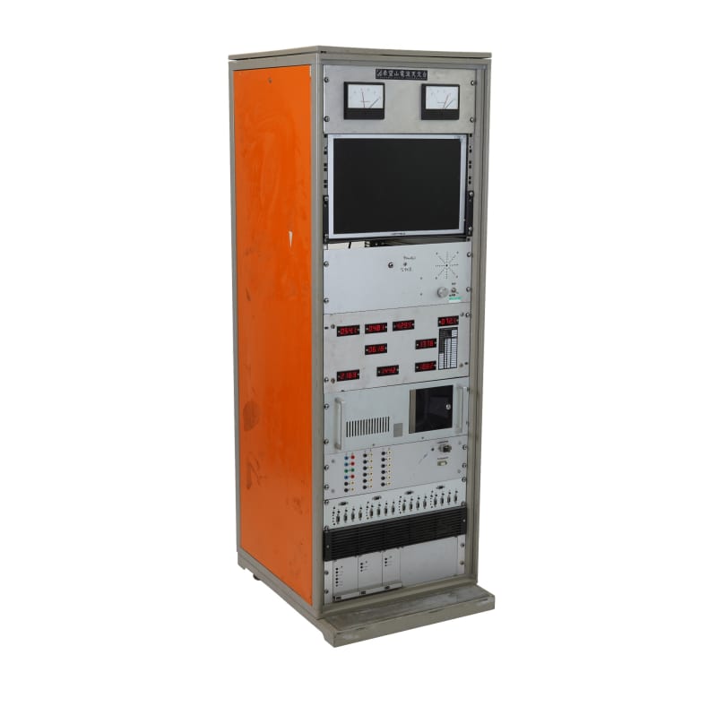 Practical electronics rack with in-built monitor & orange sides