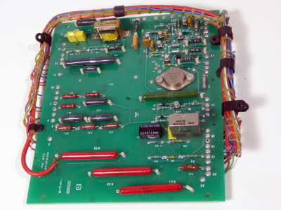 Military analogue Printed Circuit Board with coloured components & wiring loom