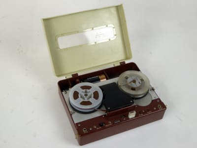 Practical 1960s miniature reel to reel tape recorder