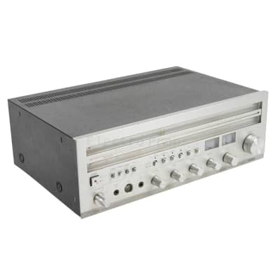  Aiwa hi-fi amplifier/receiver in brushed aluminium with wooden sides & top