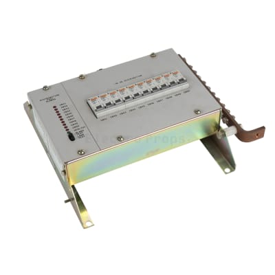 Electrical box with miniature circuit breakers & exposed copper busbar