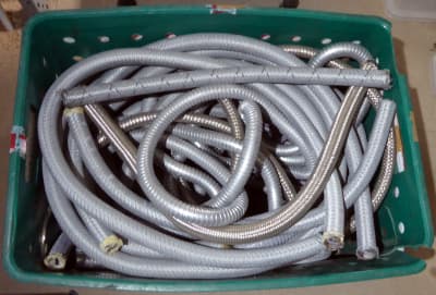 Metal braided & crinkly flexible cable conduit, assorted