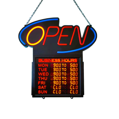 Hanging LED Opening Hours Business Sign