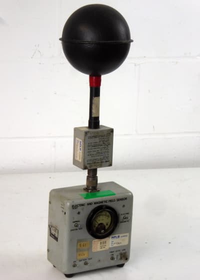 Retro laboratory electromagnetic field sensor with ball & analogue meter