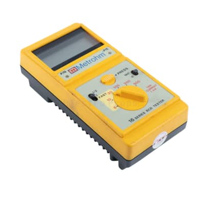 Yellow installation electrician's digital test meter.