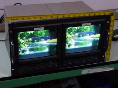 Practical pair of side by side rack mount CRT colour monitors