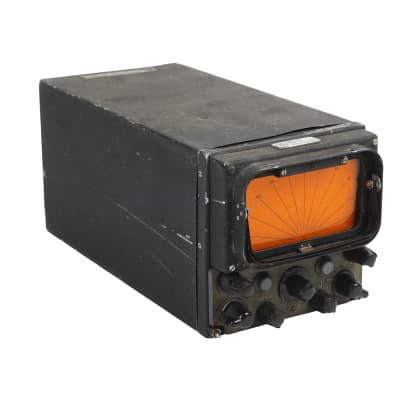 Military aircraft radar display with orange screen