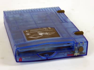 iomega ZIP removable 100MB hard disk drive in jelly blue case