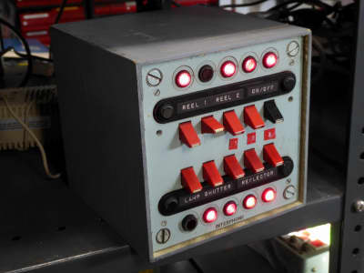 Practical admiralty blue navy panel with red lever tab switches & jewelled LEDs