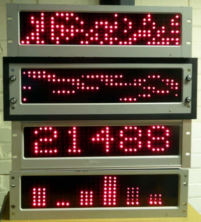 Practical programmable dot matrix display panels for rack or cabinet mounting