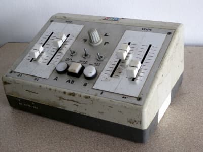 Distressed small sloping console control box with linear faders