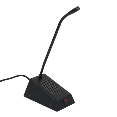 Desk intercom microphone with speaker grill