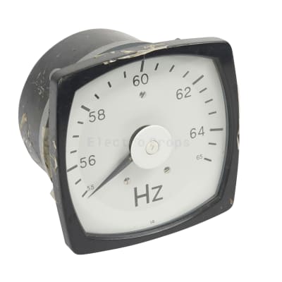 Black, square electrical frequency meter