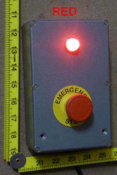 Emergency off switch with latching button & red lamp