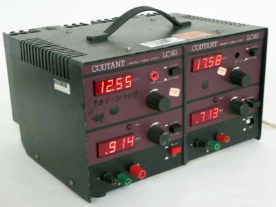 Practical Coutant bench dual power supply with adjustable red digital displays
