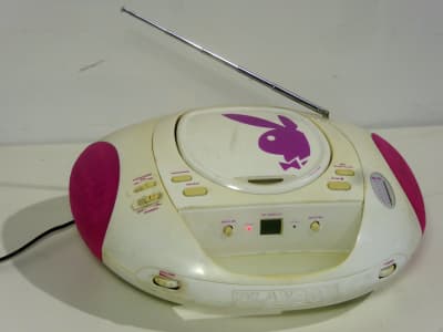 Practical portable CD player/ radio with Playboy logo