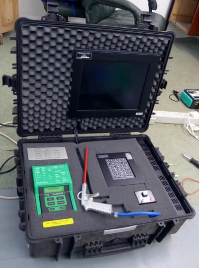 Gas/liquid sampling technical prop in Peli case