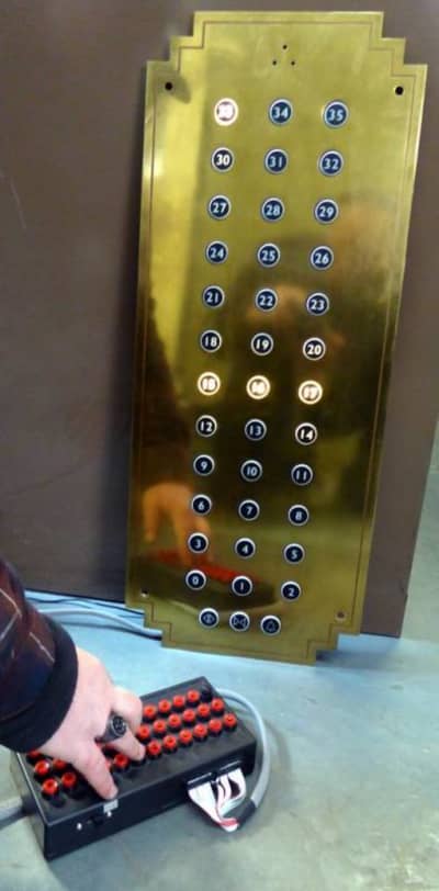 Fully practical period look brass 35 floor interior lift panel